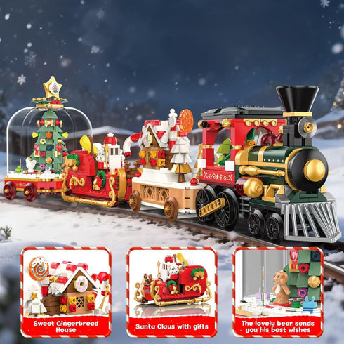 Set, Sets 8+(1041 Christmas Train Building Blocks Trian Model Building Toy Collectible Holiday Block for Boys & Girls