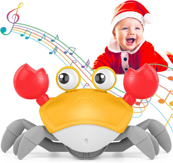 Crawling Crab Baby Toy, Light-Up Tummy Time Toy for Newborns, Dancing Moving Crab with Music
