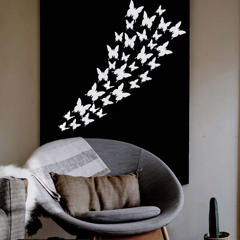 24pcs 3D Butterfly Removable Mural Stickers - Wall Stickers Decal for Home and Room Decoration (White-24pcs)