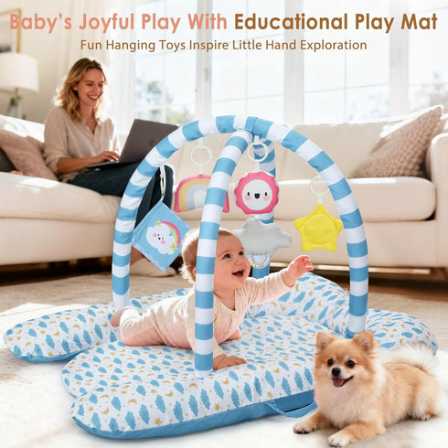 Lanabuna 7-in-1 0-12 5 Baby Play Mat & Activity Gym, Months Multi-Use Play Center with Hanging Sensory Toys, Early