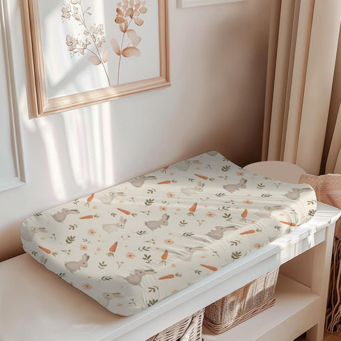 KuphiL10C Girls-16x32 Cute Spring Easter Rabbits Carrots Animals Pattern Baby Changing Pad Cover, Unisex Forest Nursery