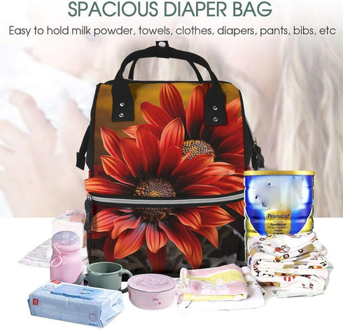 KHIRY Backpack Mummy Backpack Diaper Bag Nappy Baby Bag Donut and Cupcake Multifunction Changing Bags for Travel, Red