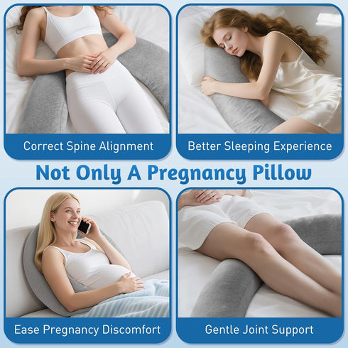 SweetSlubr 47.2 9.8'' Pregnancy Pillows for Sleeping, C-Shaped Maternity Pillow for Pregnant Women with Adjustable