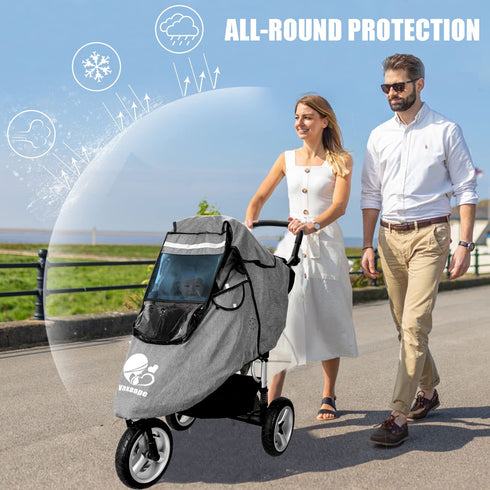 Stroller Rain Cover, Universal Waterproof Windproof Protection, Baby Travel Weather Shield, Rainproof Nano-Coating