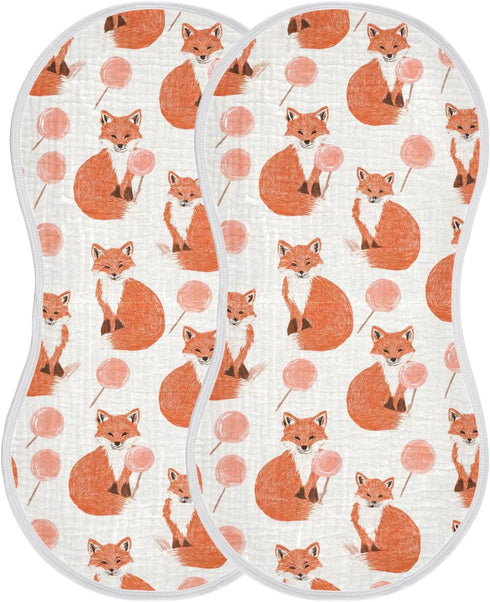 decor gift 4 Pack 22x11in Cotton Newborns Burp Cloths Easy Care Feral Fox Lollipop Off White Orange wash Cloths