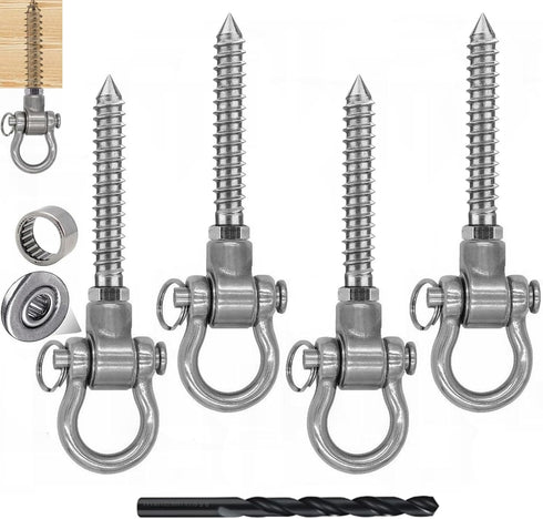 4 Heavy Duty Swing Hangers, 1500 LBS Permanent Anti Rust Bearing for Yoga Hammock Chair and Playground Accessories