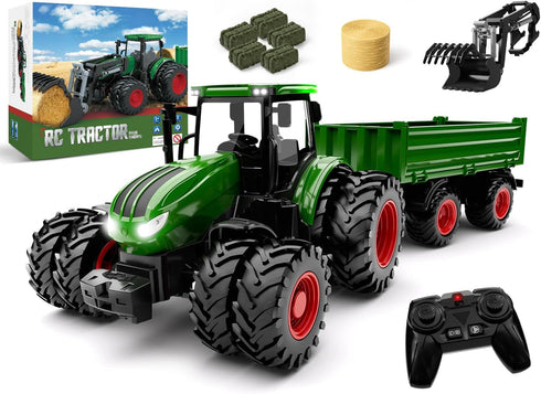 Uarzt Remote Control Tractor Toy with Trailer | Metal Front & Front
