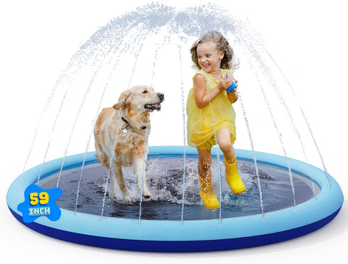 COMMOUDS Splash Pad for Kids and Dogs, Non-Slip Sprinkler Pad Thicken Pool