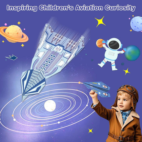 16 32 8-12 LEERYOUQU Kids Paper Airplane Kit, Creative Paper Airplane Book with Classic Designs & Planes Sheets