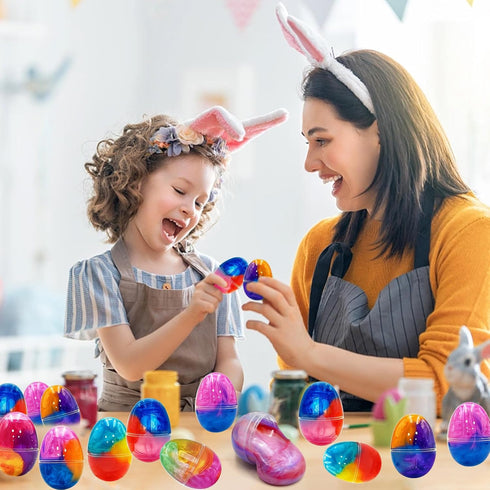 12 Pack Prefilled Easter Galaxy Slime Eggs, Galaxy Slime Easter Egg Fillers Stress Relief Easter Egg Hunt Filling
