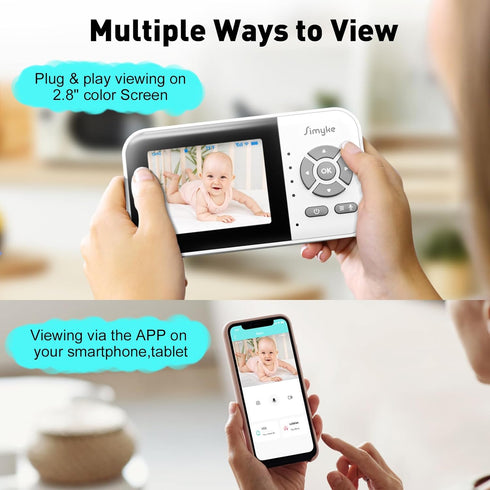 Upgrade Video Baby Monitor - WiFi Baby Camera with 2.8" Display, 1200ft Range, 2 Way Talk, Auto Night Vision