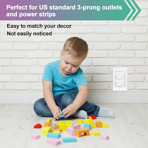 Outlet Covers (28 Pack), Self-Closing Child Proof Socket Covers with Upgraded Adhesive Installation for Baby Safety