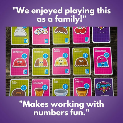 Ice Cream Card Game - Fun Family Games for Kids, Color Matching, Addition and Multiplication, Travel Card Games