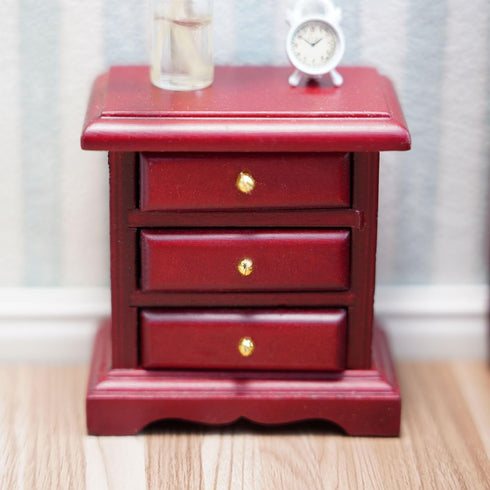 1:12 Miniature Bedside Furniture Dollhouse Nightstand Bedroom Drawer Cabinet Model Accessories Mini House Scene