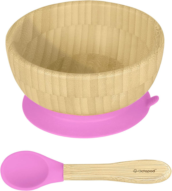 Abiie Octopod Bamboo Baby Bowl Set for 4 Months and Up Mess-Free
