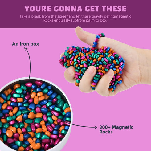 LCVUUK Relief,300+Multicolour Fidget Toys Adults,Sensory Stones for Stress Smooth Ferrite Rocks, Desk Fidgets