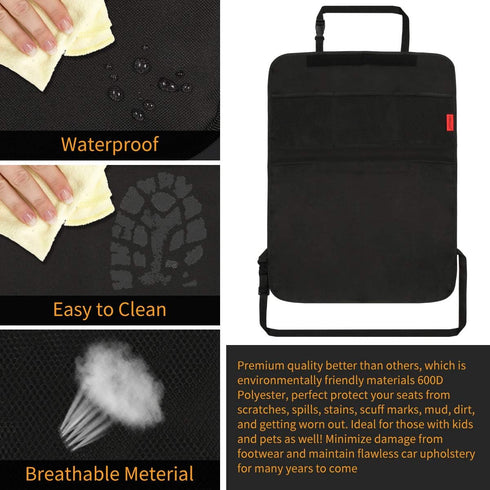 Kaiphy 10" 2Pack Car Backseat Organizer Premium Quality Car Kick Mats with Tablet Holder - Extra Large Pocket- Sturdy
