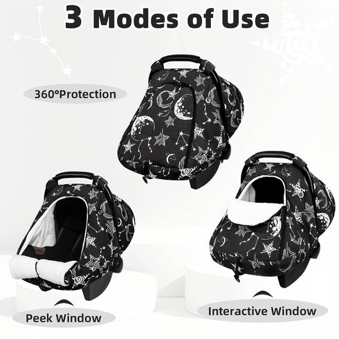 Winter Car Seat Cover Baby, GFU Warm Carseat Cover for Babies, Universal Infant Car Seat Canopy Waterproof, Cold