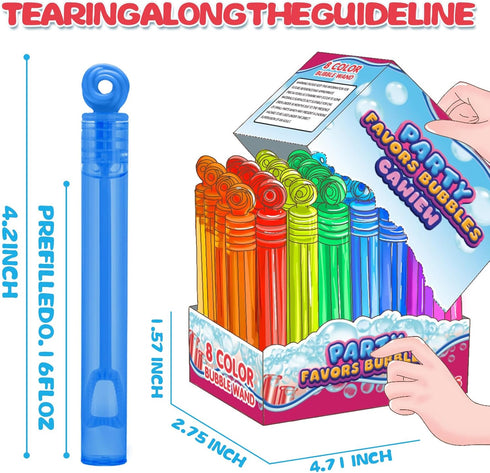 32 Pcs Neon Bubbles for Kids, Mini Bubble Wands for Party Favors, Gift Box, Summer Outdoor Toys