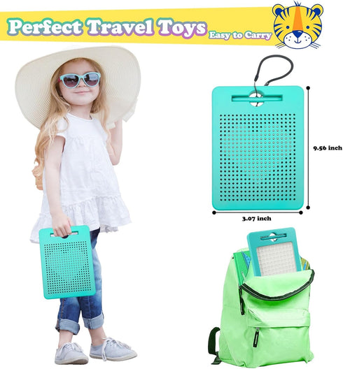 2-in-1 Double-Sided Magnetic Drawing Board for Kids & Toddlers Magnet Doodle Board with Beads, Magnetic Dot Art Toys