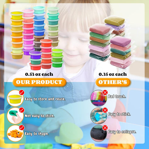 ESSENSON Air Dry Clay - 42 Colors, Modeling Clay for Kids, DIY Molding Magic Clay with Tools, Soft & Ultra Light