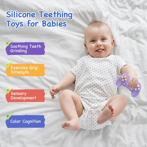 Chelpopo 1Pack 6-12 0-6 Silicone Teethers for Months Old, Teething Toys for Months Old, Remote Teether for Baby