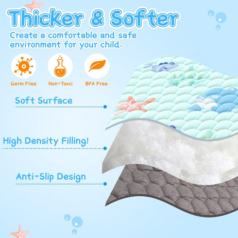 79x71 inch Baby Play Mat - Thicker Soft Baby Cushioned Playmat for Playpen - Extra Large Anti- Slip Crawling Play Mats