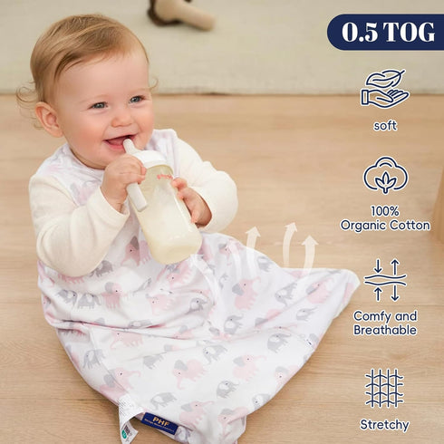 100% 6-12 2-Way 2 Pack PHF Organic Cotton Baby Blanket, Months Baby Wearable Blanket, Zipper Infant Blanket for Baby