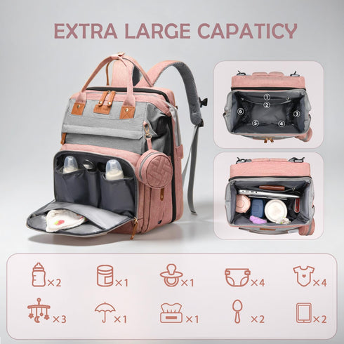 CESAILT Backpack, Backpack Diaper Bag Multifunction Travel Baby Bag, Waterproof Tote with USB Port, Pacifier Case