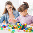 Meooeck 60 Pcs Acrylic Gem Cubes, Translucent Rainbow Building Blocks, Educational Sensory Training Toys with Storage