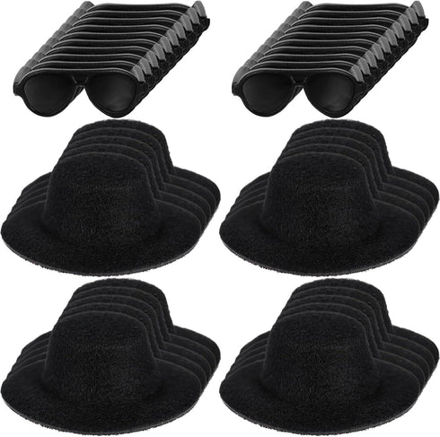TOYANDONA Doll Glasses Mini Formal Hat Set: 20pcs Miniature Doll Hats & Black Sunglasses