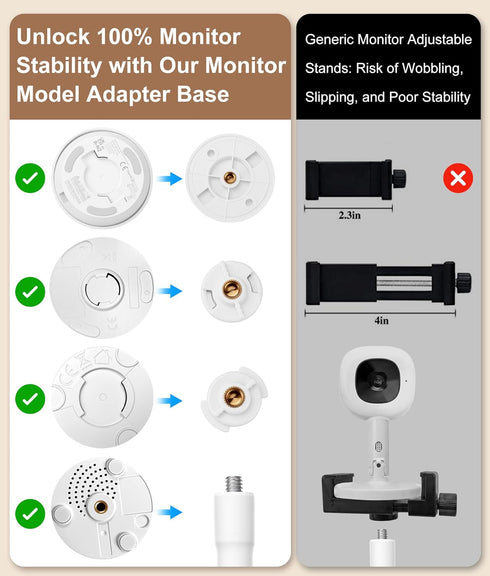 KWTCUOI 82" Adjustable Height Baby Monitor Floor Stand with Flexible Gooseneck - No Drill & Tool-Free,Sturdy Base,Fits