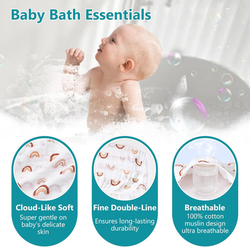 2 Pack 100% 32x32Inch, PHF Baby Hooded Towels, Muslin Cotton Baby Bath Towel with Hood for Newborn, Infant, Toddler