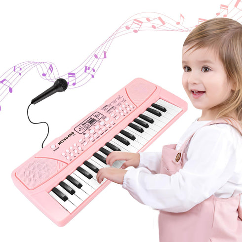 M SANMERSEN Kids Piano Keyboard with Microphone 37 Keys Portable Electronic Keyboards