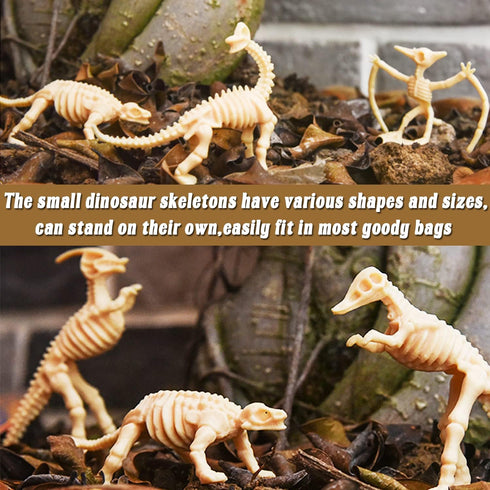 Qiuttnqn 60 Pack Dinosaur Fossil Skeletons, Plastic Dino Bones Toys for Science Play and Party Favors