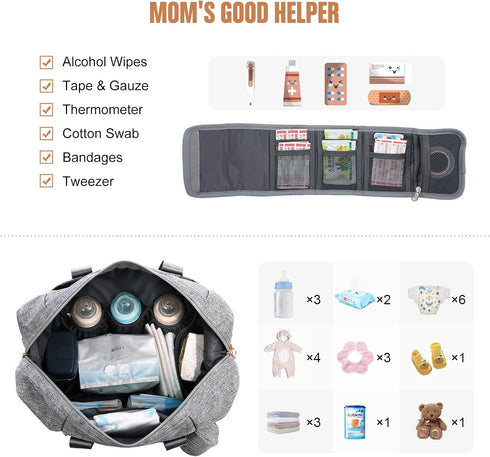 Spacious Waterproof Diaper Tote with Changing Pad - LOVEVOOK Baby Bag