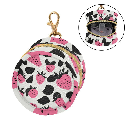 YETTASBIN Strawberries Portable Pacifier Holder Case with Metal Hook Buckle & Zipper for Diaper Bag and Stroller