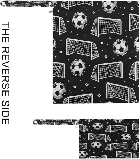 Haskirky 2 Soccer Goals Pcs Cloth Diaper Wet Dry Bags,Waterproof and Washable Bag for Travel Reusable Wet Bag for Baby