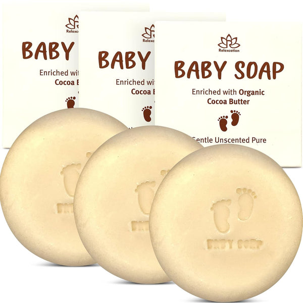Organic Unscented Baby Soap Bar - 4 Simple Ingredients - ORGANIC Coconut,