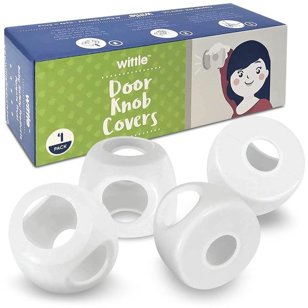 4-Pack Childproof Door Knob Covers, Easy to Install Safety Covers for Kids, Reusable, White
