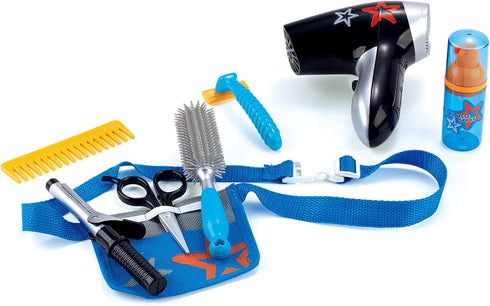 deAO Stylist Hairdresser Barber Salon Role Play Set with Hairdryer and Styling Accessories