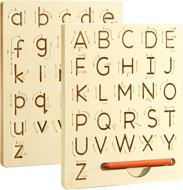 hzsshb Wooden Letters Practicing Board,Reusable Handwriting Alphabet Tracing Board Double-Sided Toddlers and Preschool