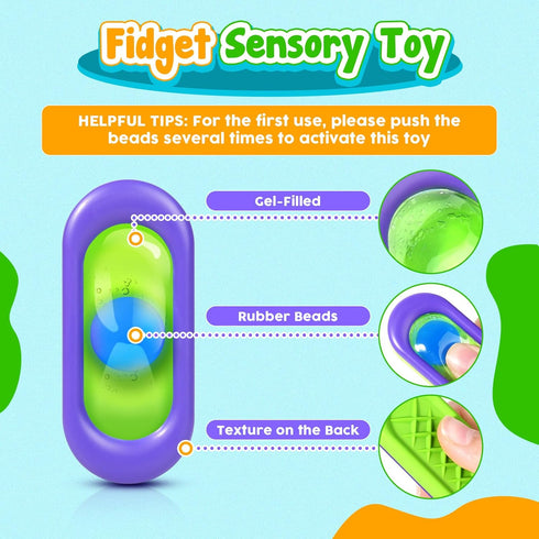 6 Sensory Marble Fidget Toys for Kids- Pcs Quiet Fidget for Classroom, Gel Filled Autism Sensory Toys ADHD, Silent