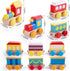 Set 3-8 TIGERHU Wooden Train | Educational Building Toys with Snap-On Design, Eco-Friendly Solid Wood Tracks