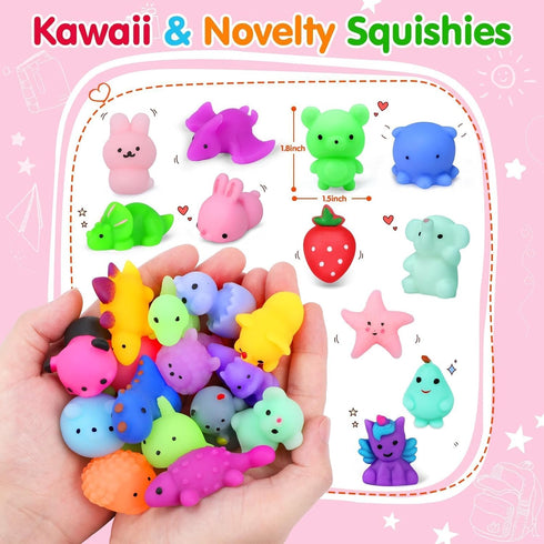 130PCS Yunaking Squishies Mochi Squishy Toy, Kawaii Squishies Party Favors for Kids Stress Relief Fidget Toys Treasure