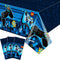Video Game Rectangular Tablecloth, 3 Pcs Blue PE Plastic Disposable for Boys Gamer Birthday Party