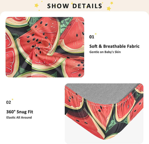 Bseiialft 52 28 Red Watermelon Fruit Crib Sheets for Boys Girls Soft and Breathable Cotton Baby Sheets for Standard