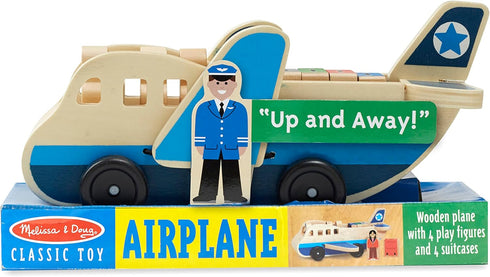 Set 4 4 Melissa & Doug Wooden Airplane Play with Play Figures and Suitcases
