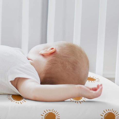 Set 2p Sweet Jojo Designs Orange and White Vintage Boho Sun Boy Girl Unisex/Gender Neutral Baby Bassinet Sheets Fitted