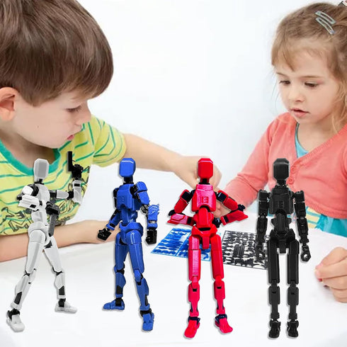 T13 Action Figure 4PCS, 3D Printed Multi-Jointed Movable Robot Desktop Decorations for Game Lovers